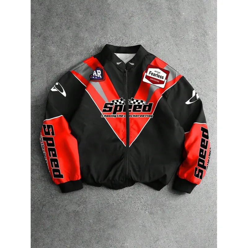 Emilio | Men's Racing Jacket with Zipper and Graphics