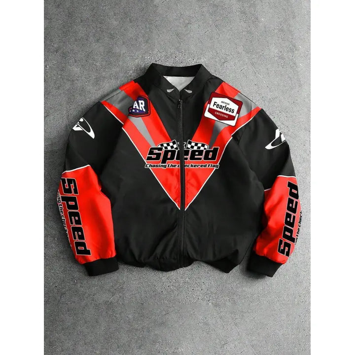 Emilio | Men's Racing Jacket with Zipper and Graphics