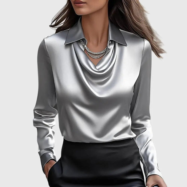 Brooklyn | Women Satin Cowl Neck Long Sleeve Blouse