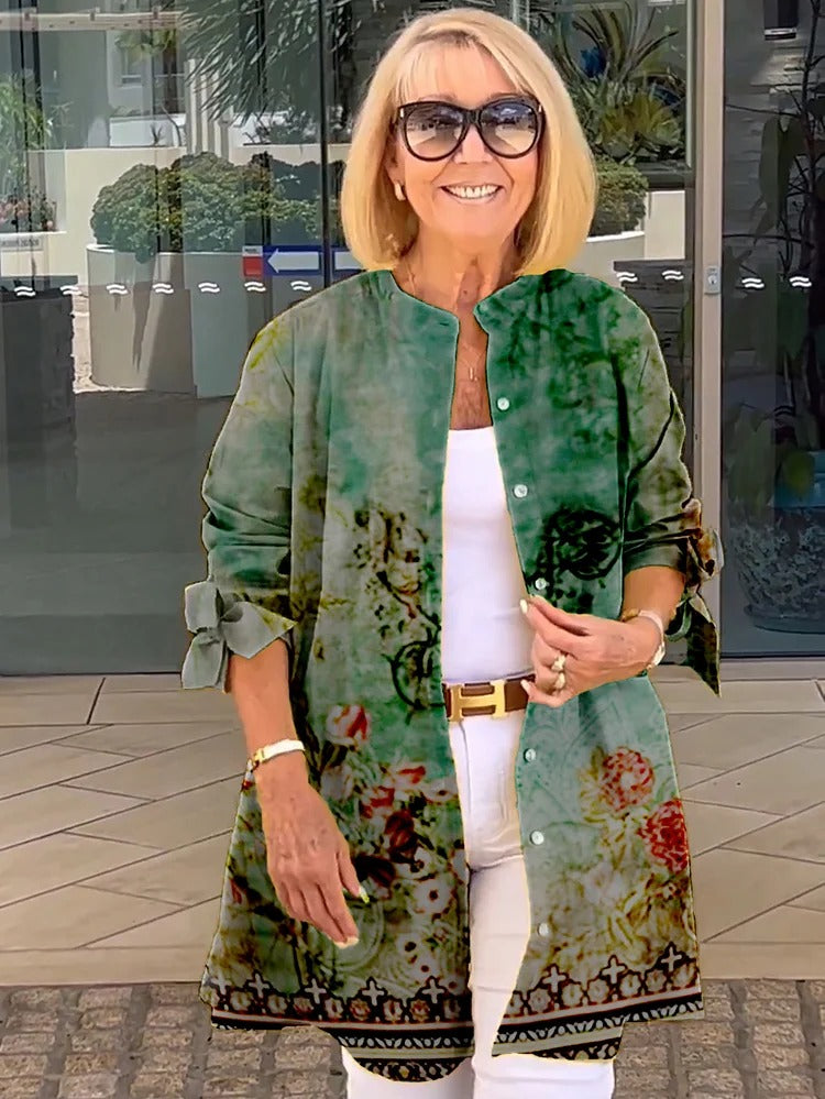 Florabel - Bow Sleeve Printed Jacket