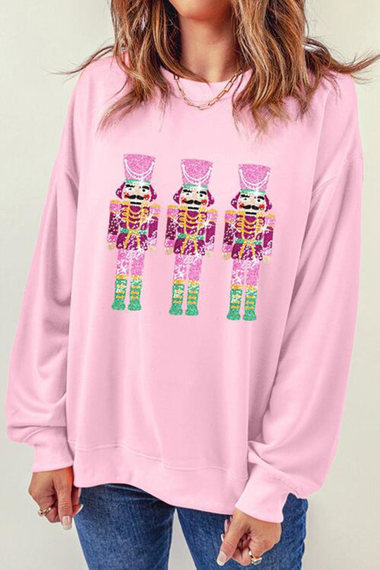 Hudson & Parker | Christmas Casual Loose Round Neck Sequin Sleeve Sweatshirt