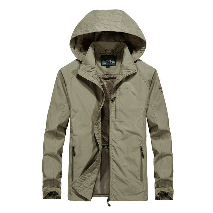 Men's Ultralight Wind and Water Repellent Outdoor Jacket with Stowable Hood and Breathable Mesh Lining Hudson & Parker