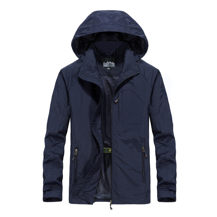 Men's Ultralight Wind and Water Repellent Outdoor Jacket with Stowable Hood and Breathable Mesh Lining Hudson & Parker