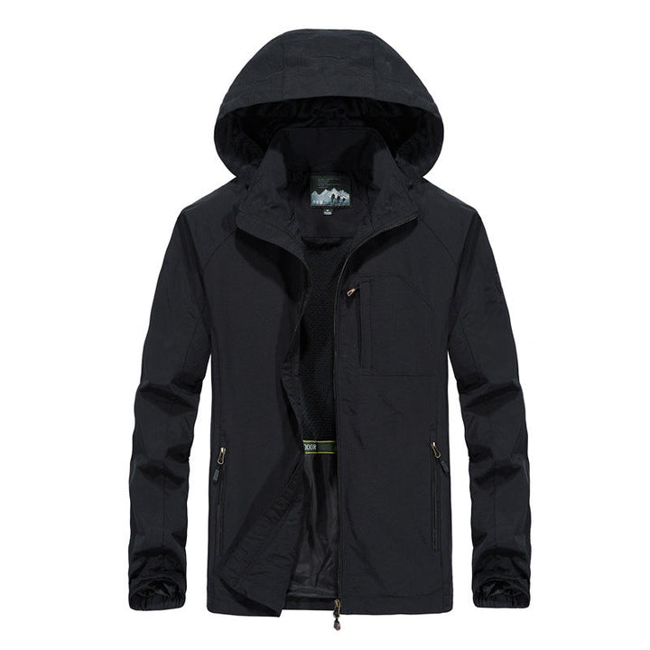 Men's Ultralight Wind and Water Repellent Outdoor Jacket with Stowable Hood and Breathable Mesh Lining Hudson & Parker