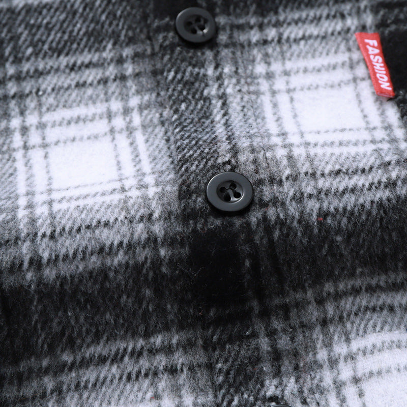 Men's Checked Flannel Overshirt Hoodie with Hood and Chest Pocket Hudson & Parker