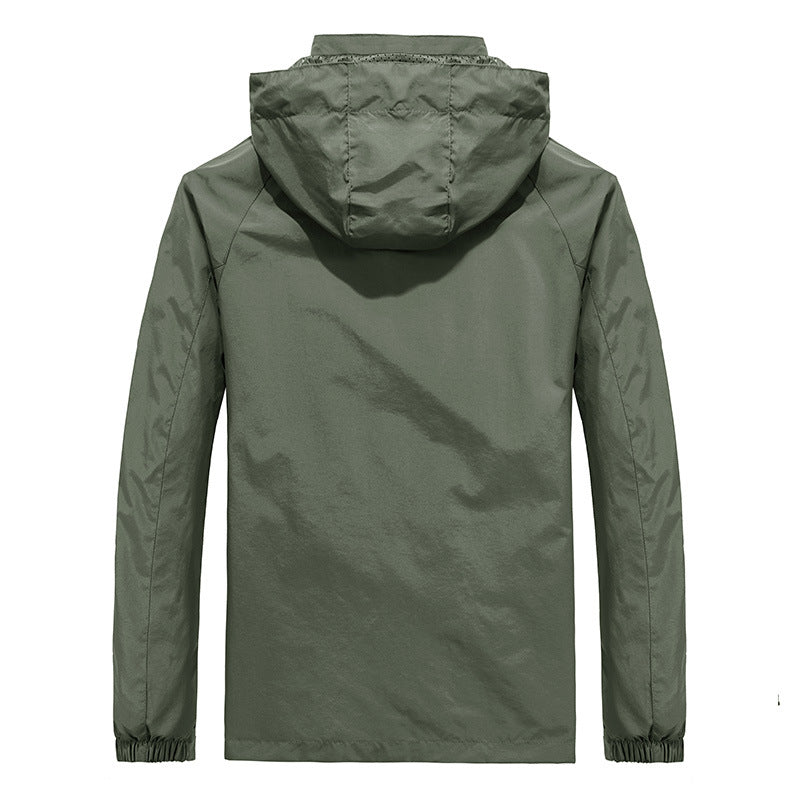 Men's Ultralight Wind and Water Repellent Outdoor Jacket with Stowable Hood and Breathable Mesh Lining Hudson & Parker