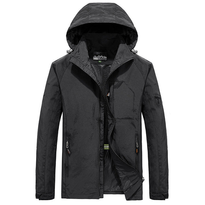 Men's Ultralight Wind and Water Repellent Outdoor Jacket with Stowable Hood and Breathable Mesh Lining Hudson & Parker