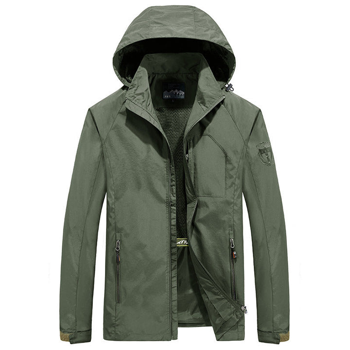 Men's Ultralight Wind and Water Repellent Outdoor Jacket with Stowable Hood and Breathable Mesh Lining Hudson & Parker