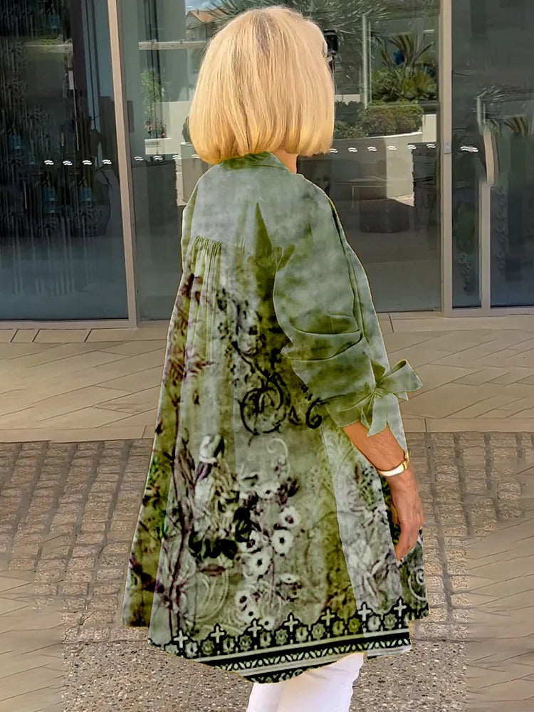 Florabel - Bow Sleeve Printed Jacket
