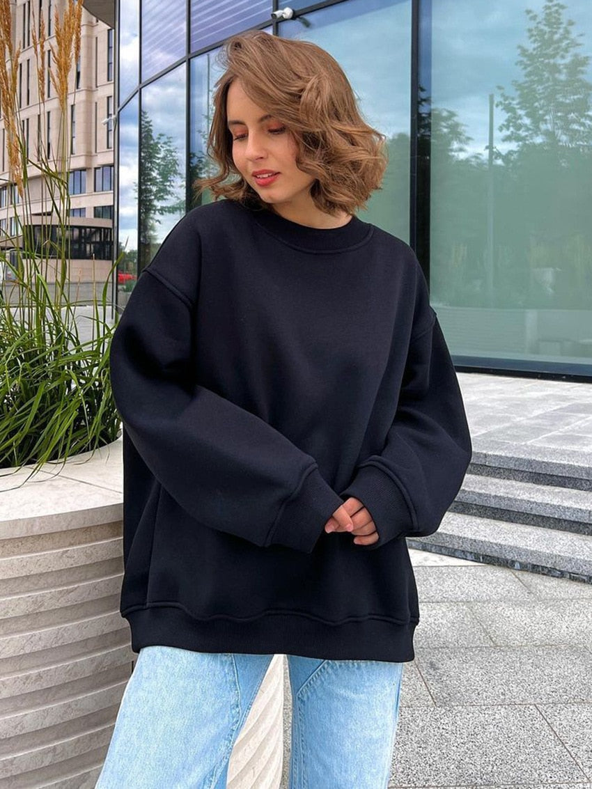 Hudson & Parker | Women's Oversized Sweatshirt In Solid Color Design