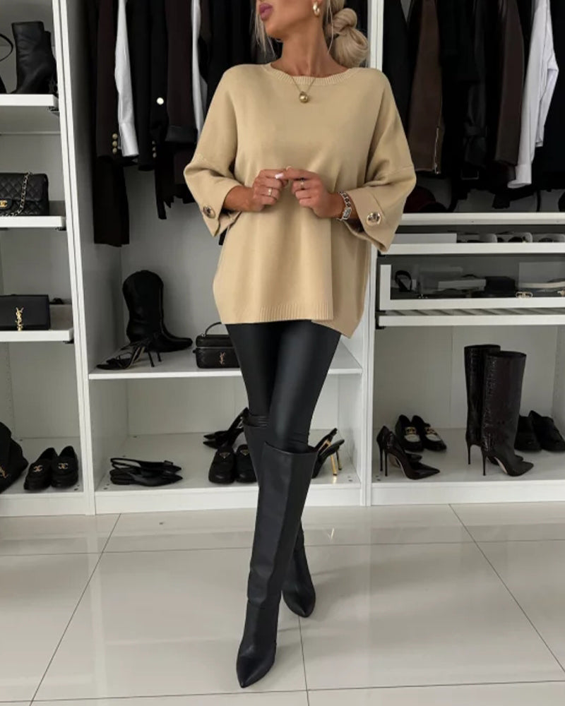 CLAIRE – ELEGANT RELAXED BUTTON-CUFF SWEATER