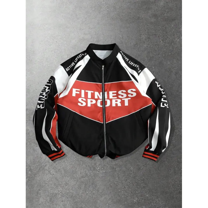 Emilio | Men's Racing Jacket with Zipper and Graphics