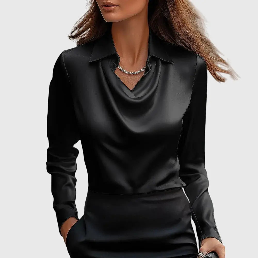 Brooklyn | Women Satin Cowl Neck Long Sleeve Blouse