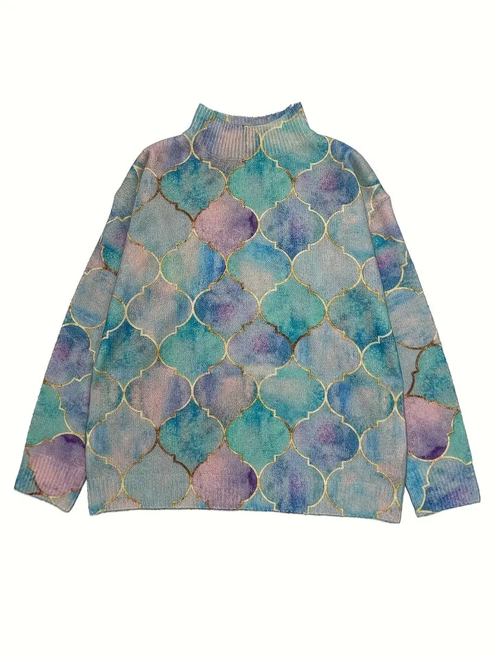 AURORA – DREAMY WATERCOLOR TURTLENECK SWEATER