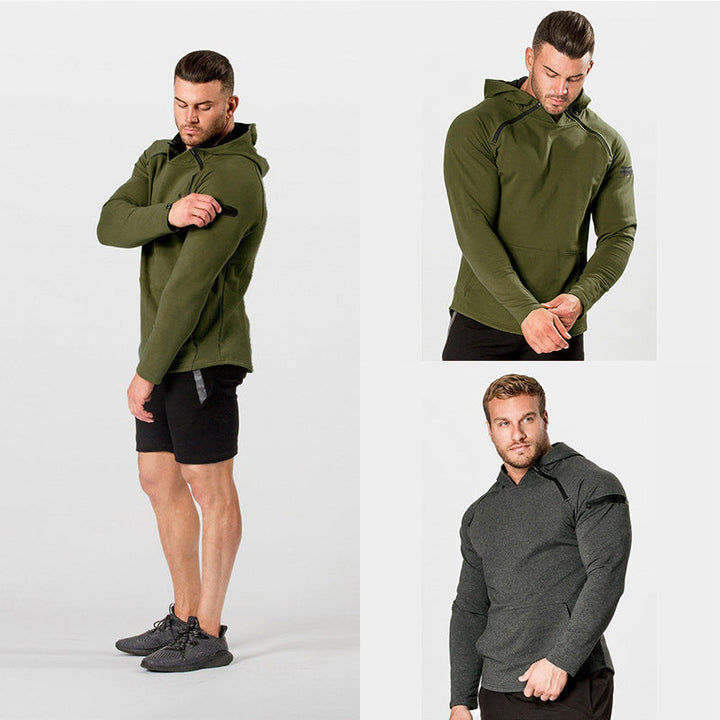Men's Fitted Performance-Fit Hoodie with Hood, Kangaroo Pocket and Shoulder Zipper Hudson & Parker