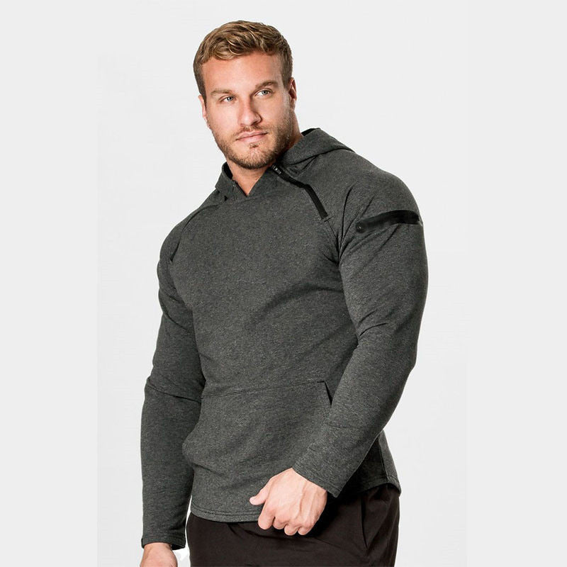 Men's Fitted Performance-Fit Hoodie with Hood, Kangaroo Pocket and Shoulder Zipper Hudson & Parker