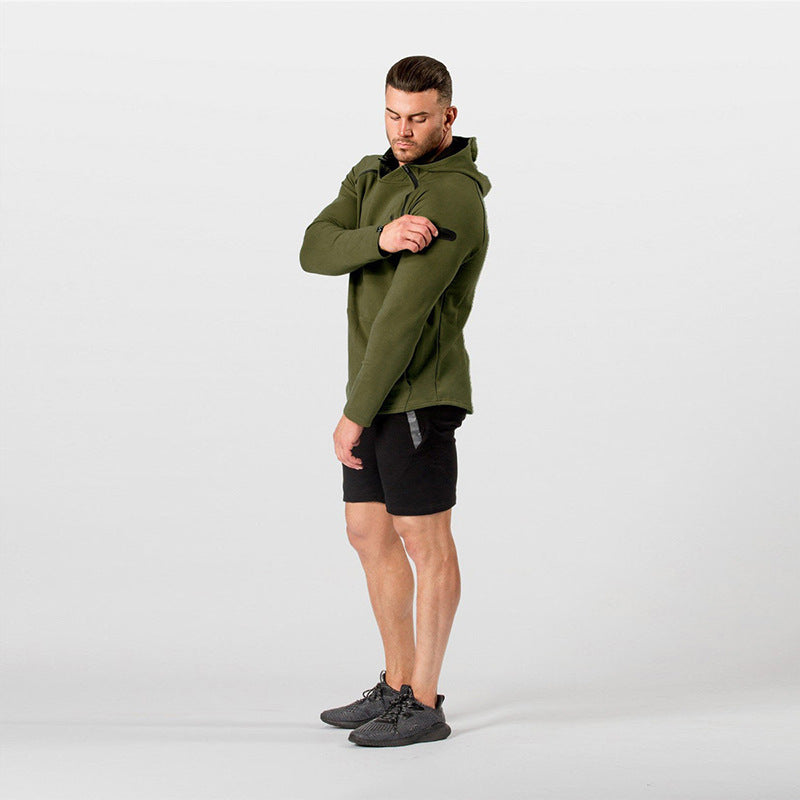 Men's Fitted Performance-Fit Hoodie with Hood, Kangaroo Pocket and Shoulder Zipper Hudson & Parker