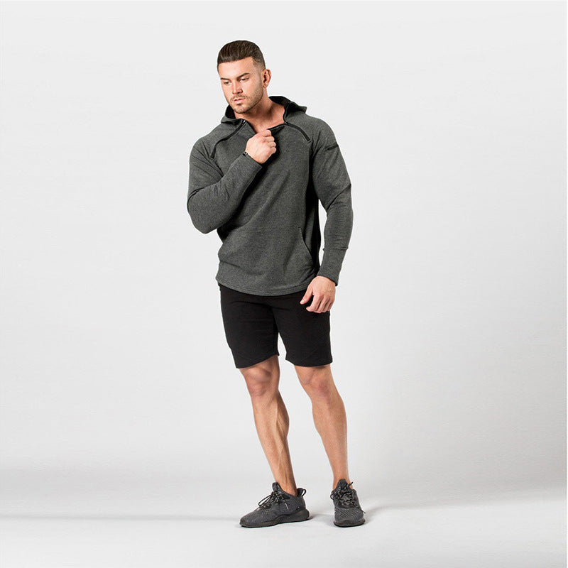 Men's Fitted Performance-Fit Hoodie with Hood, Kangaroo Pocket and Shoulder Zipper Hudson & Parker