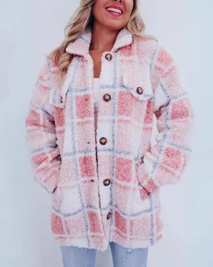 Zali - Polar Fleece Plaid Jacket