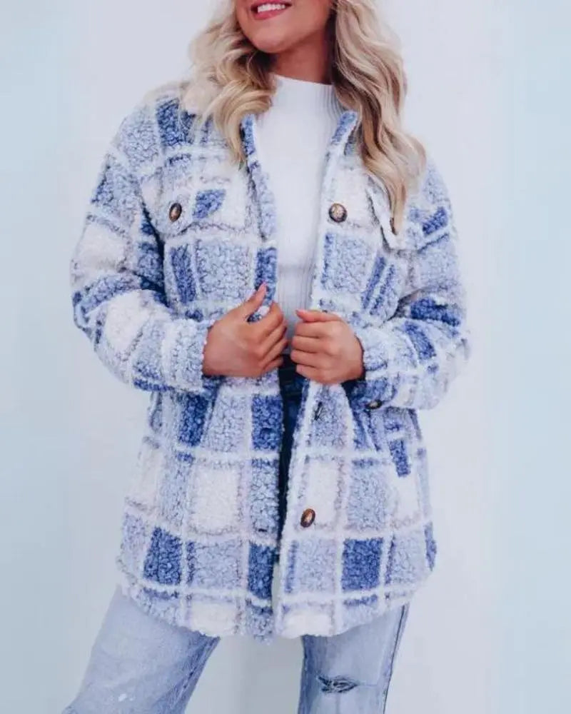 Zali - Polar Fleece Plaid Jacket