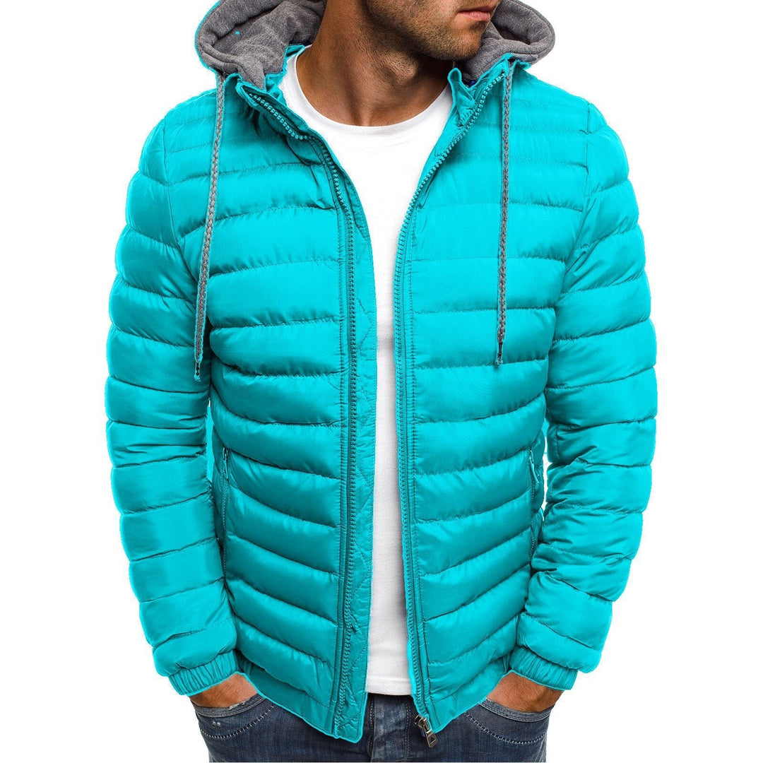 Men's Quilted Hooded Jacket with Insulating Lining and Side Zip Pockets Eloura-Moda
