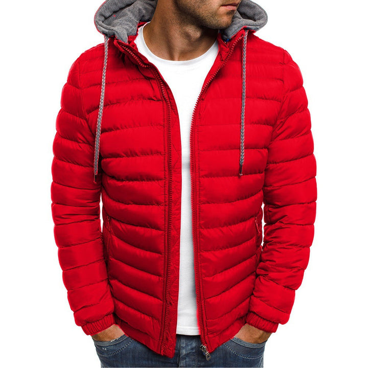 Men's Quilted Hooded Jacket with Insulating Lining and Side Zip Pockets Eloura-Moda