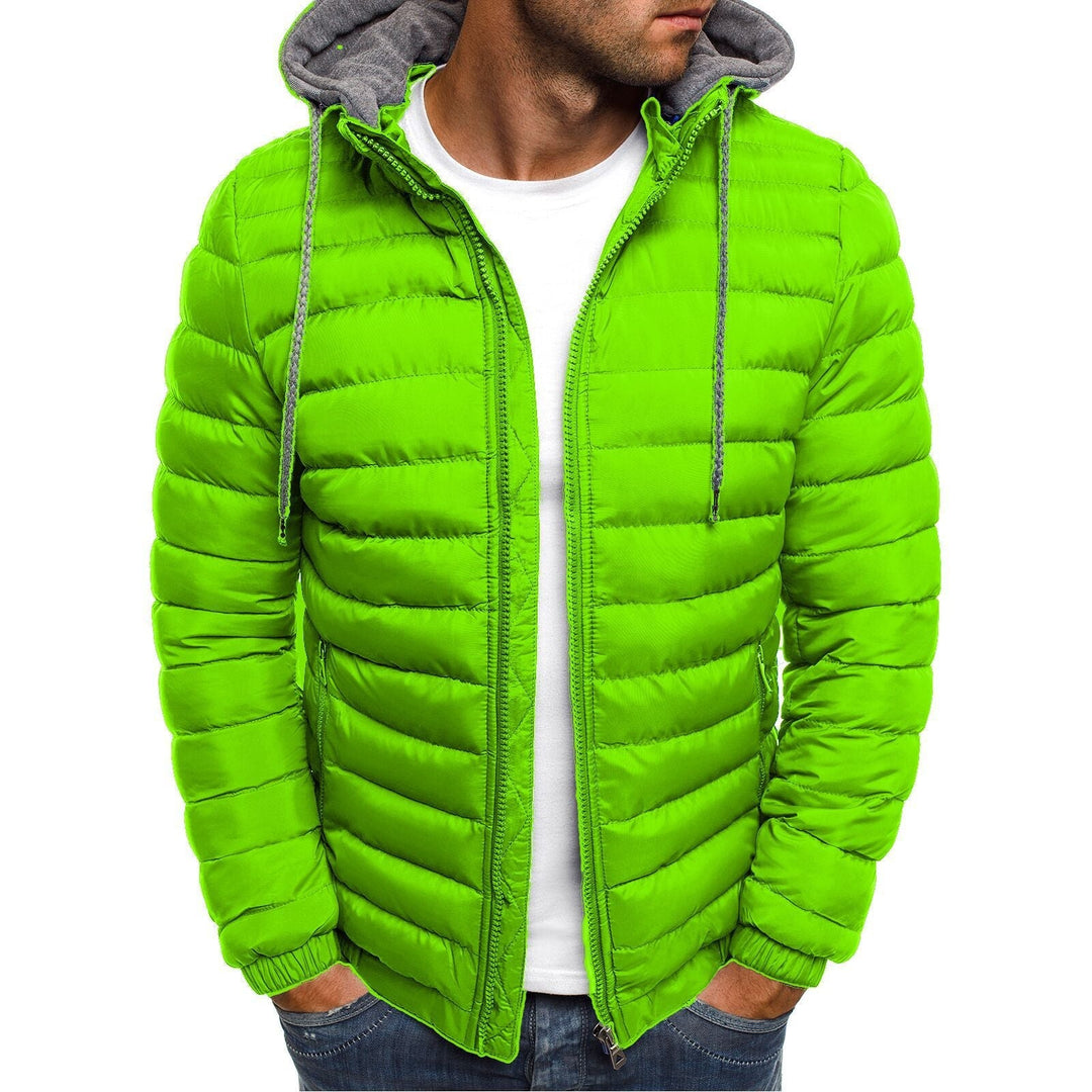 Men's Quilted Hooded Jacket with Insulating Lining and Side Zip Pockets Eloura-Moda
