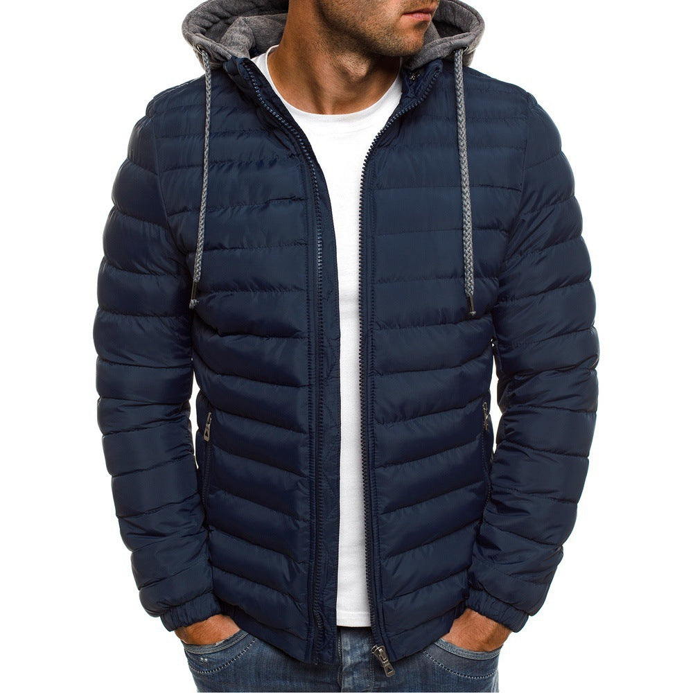 Men's Quilted Hooded Jacket with Insulating Lining and Side Zip Pockets Eloura-Moda