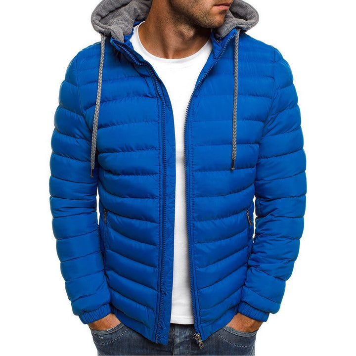 Men's Quilted Hooded Jacket with Insulating Lining and Side Zip Pockets Eloura-Moda