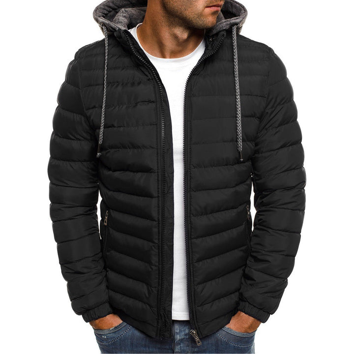 Men's Quilted Hooded Jacket with Insulating Lining and Side Zip Pockets Eloura-Moda