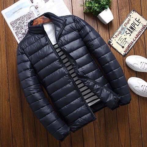 Men's lightweight quilted thermal jacket with stand-up collar and full-length zipper Hudson & Parker