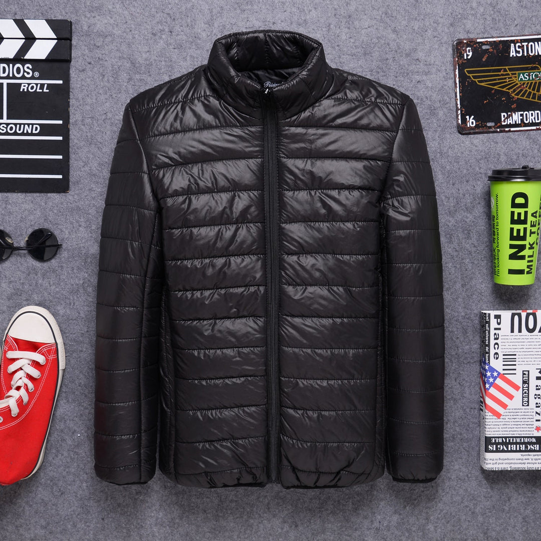 Men's lightweight quilted thermal jacket with stand-up collar and full-length zipper Hudson & Parker