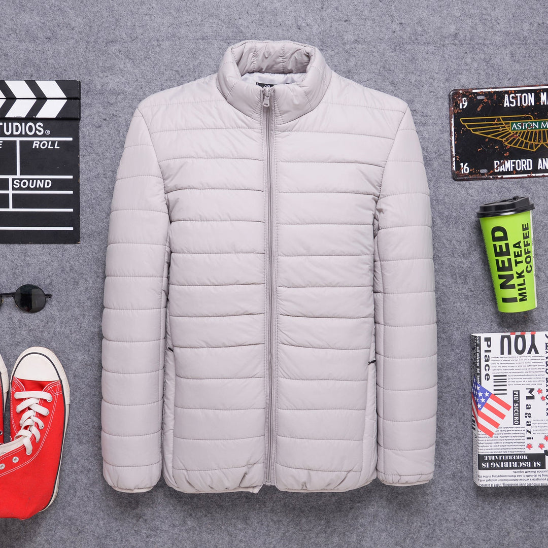 Men's lightweight quilted thermal jacket with stand-up collar and full-length zipper Hudson & Parker