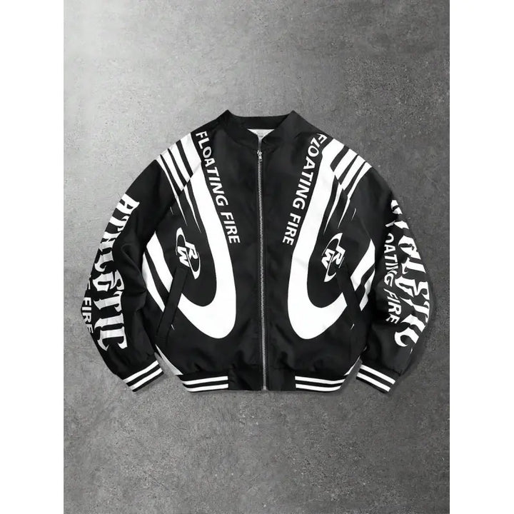 Emilio | Men's Racing Jacket with Zipper and Graphics