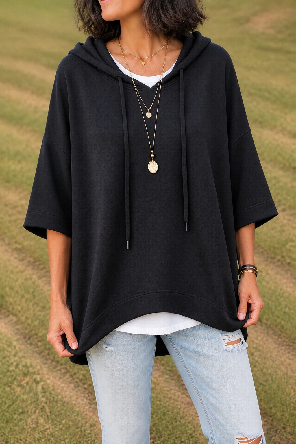 Hudson & Parker - Wide-Sleeve Oversized Drape Hoodie
