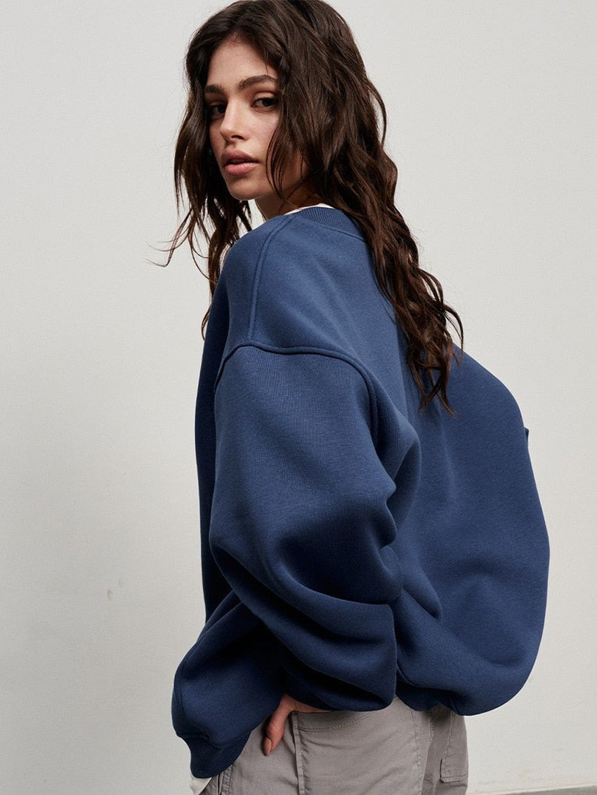 Hudson & Parker | Women's Oversized Sweatshirt In Solid Color Design