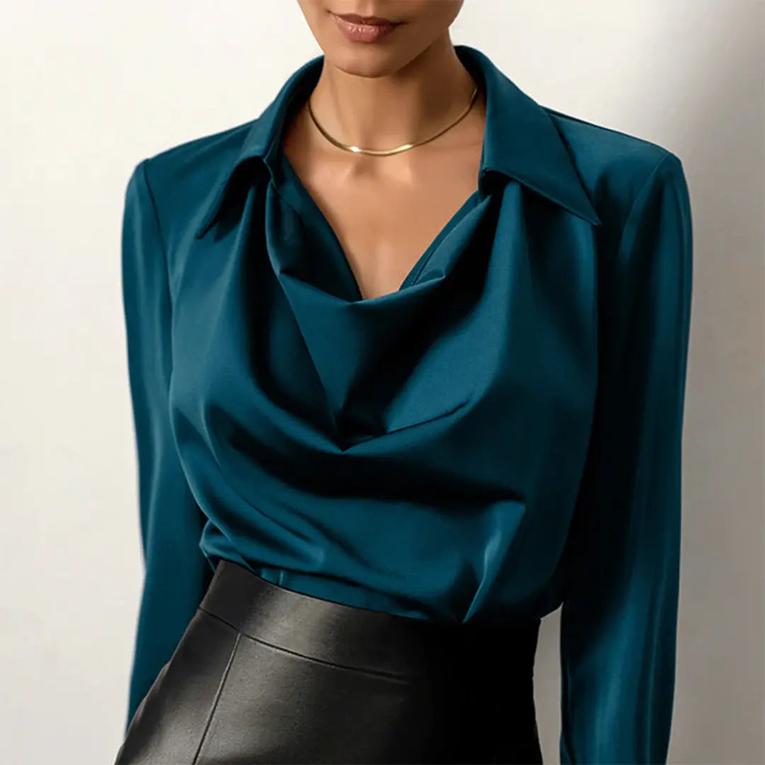 Yasmin | Sophisticated Satin Cowl Neck Blouse