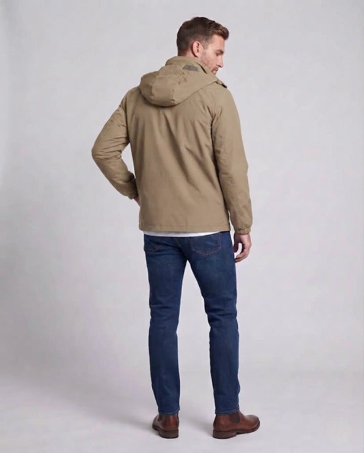Men's Lightweight Breathable Hooded Outdoor Jacket with Chest Pocket and Concealed Zipper Hudson & Parker