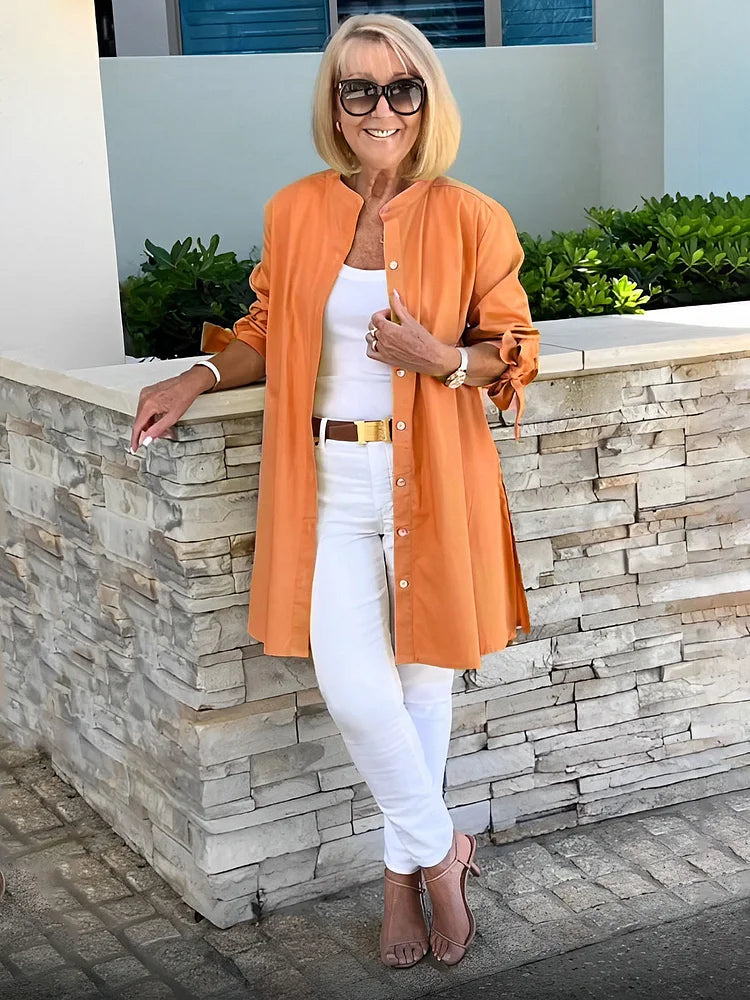 Elliora - Gathered Back Shirt Jacket
