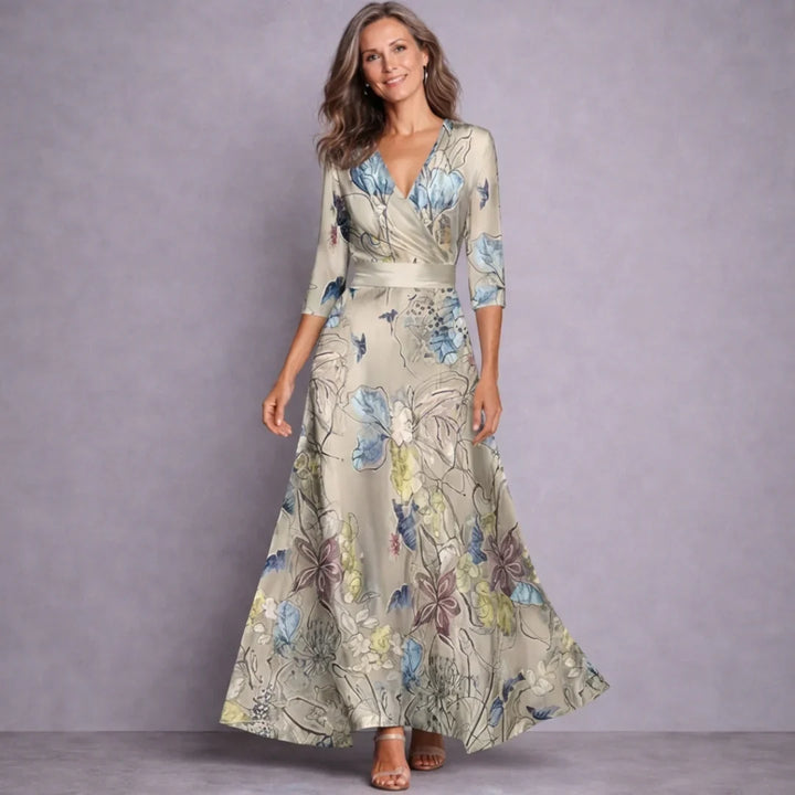 Emilia | Elegant Mid Sleeve Maxi Dress