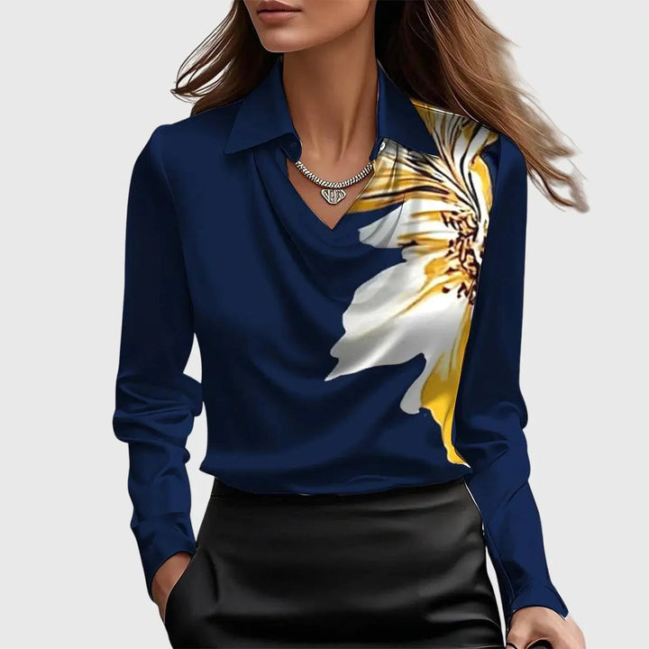 Brooklyn | Women Satin Cowl Neck Long Sleeve Blouse