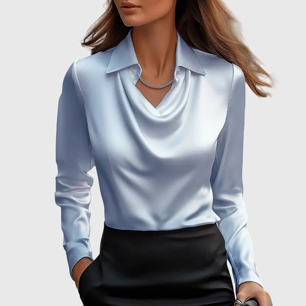Brooklyn | Women Satin Cowl Neck Long Sleeve Blouse