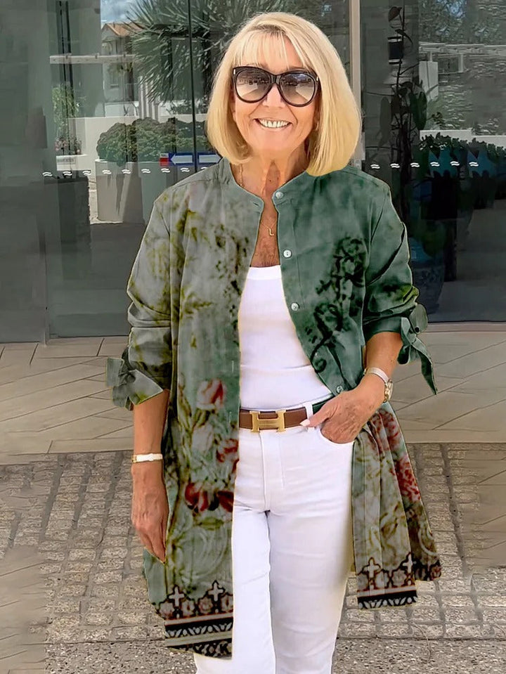 Florabel - Bow Sleeve Printed Jacket