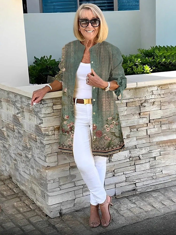 Florabel - Bow Sleeve Printed Jacket