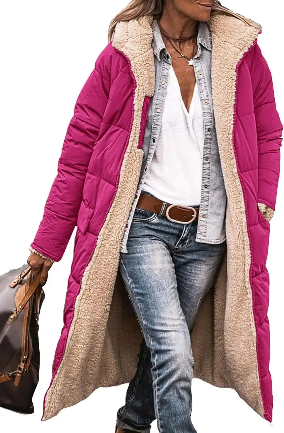 Scarlett | Long Puffer Coat with Fleece Lining and Hood