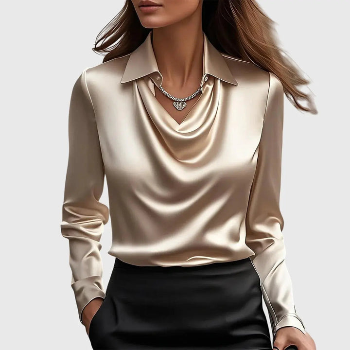 Brooklyn | Women Satin Cowl Neck Long Sleeve Blouse