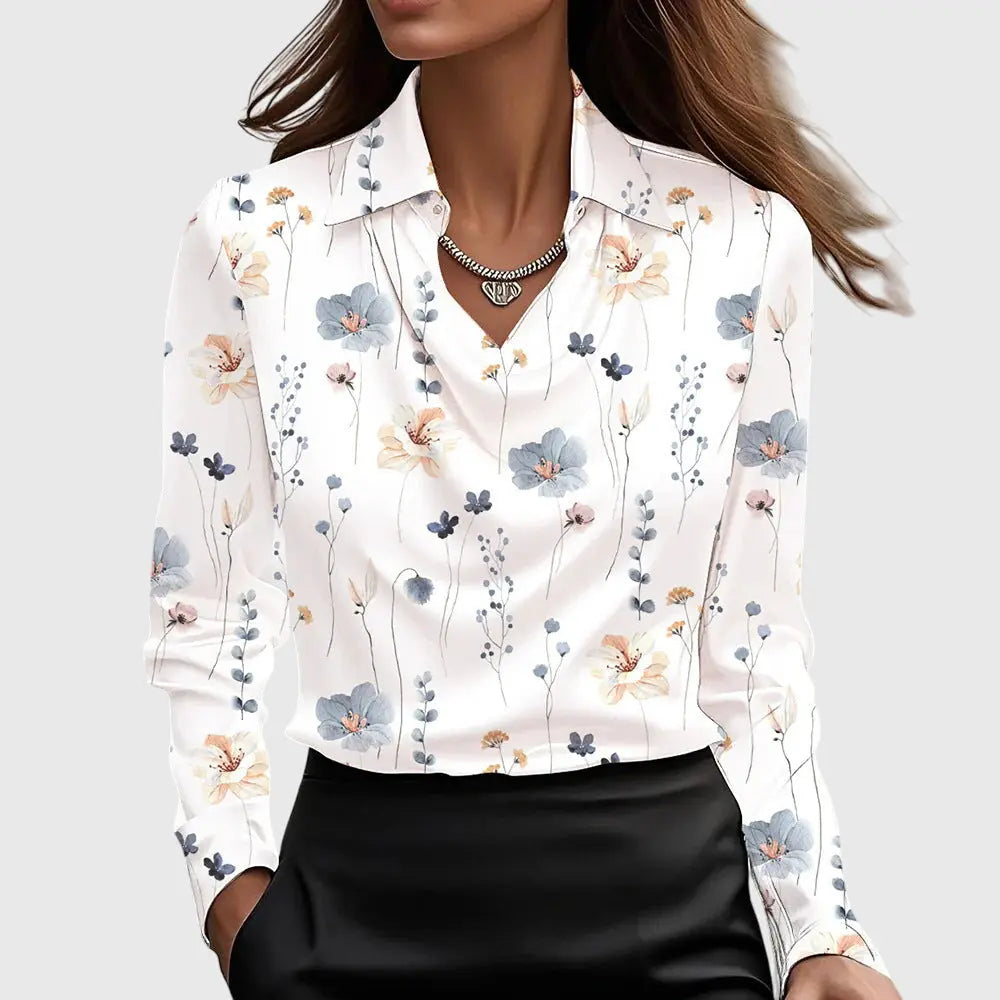 Brooklyn | Women Satin Cowl Neck Long Sleeve Blouse