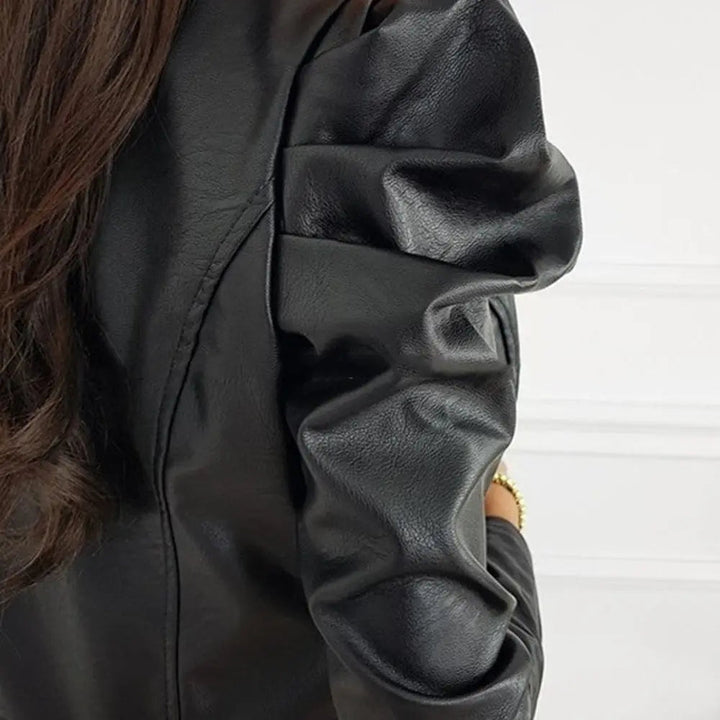 Livia | Stylish Puff Sleeve Leather Jacket