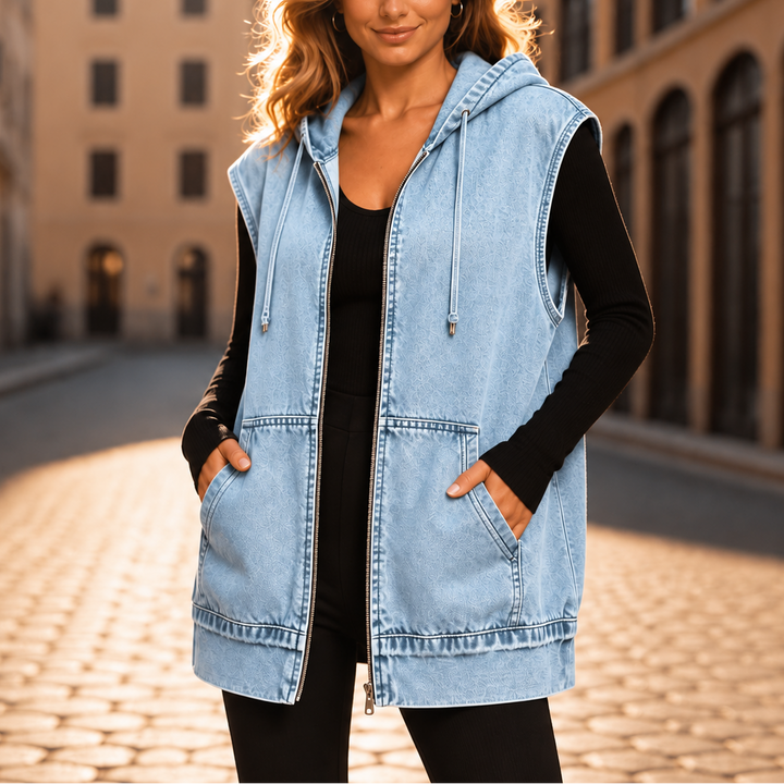 Hudson & Parker - Oversized Hooded Denim-Look Vest