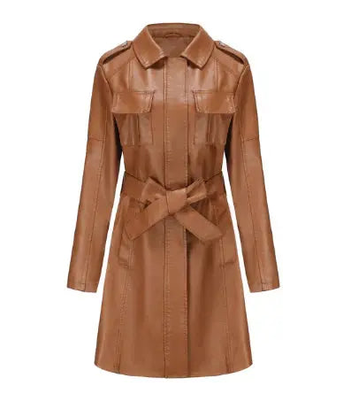 Liana | Stylish Long Leather Coat